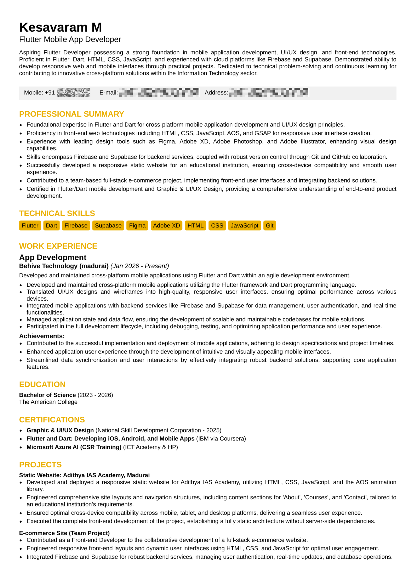 Example of a professionally formatted ATS resume
